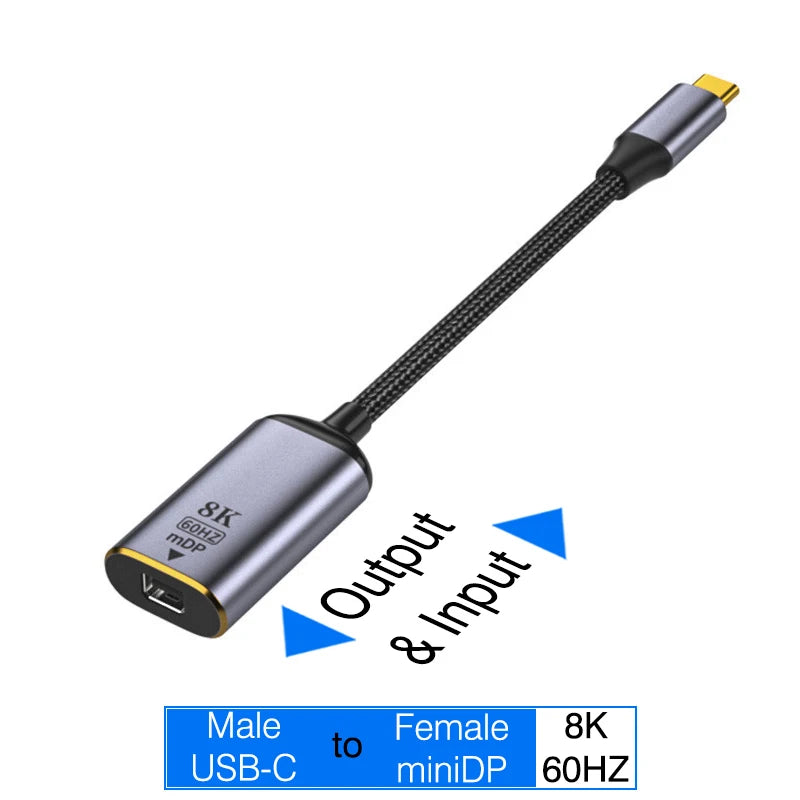 USB C To HDMI Adapter 4K 8K 60HZ Cable USB Type-C to DP miniDP 1.4 Converter VGA HDTV Displayport Adapter for MacBook M2 M3 Air