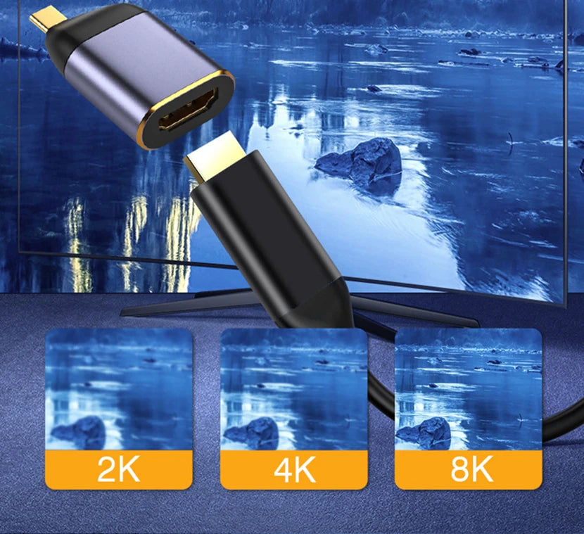 USB C To HDMI Adapter 4K 8K 60HZ Cable USB Type-C to DP miniDP 1.4 Converter VGA HDTV Displayport Adapter for MacBook M2 M3 Air