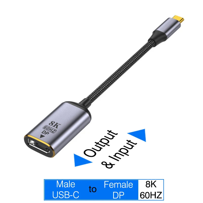 USB C To HDMI Adapter 4K 8K 60HZ Cable USB Type-C to DP miniDP 1.4 Converter VGA HDTV Displayport Adapter for MacBook M2 M3 Air