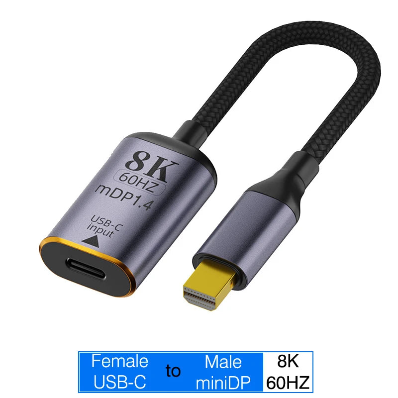 USB C To HDMI Adapter 4K 8K 60HZ Cable USB Type-C to DP miniDP 1.4 Converter VGA HDTV Displayport Adapter for MacBook M2 M3 Air