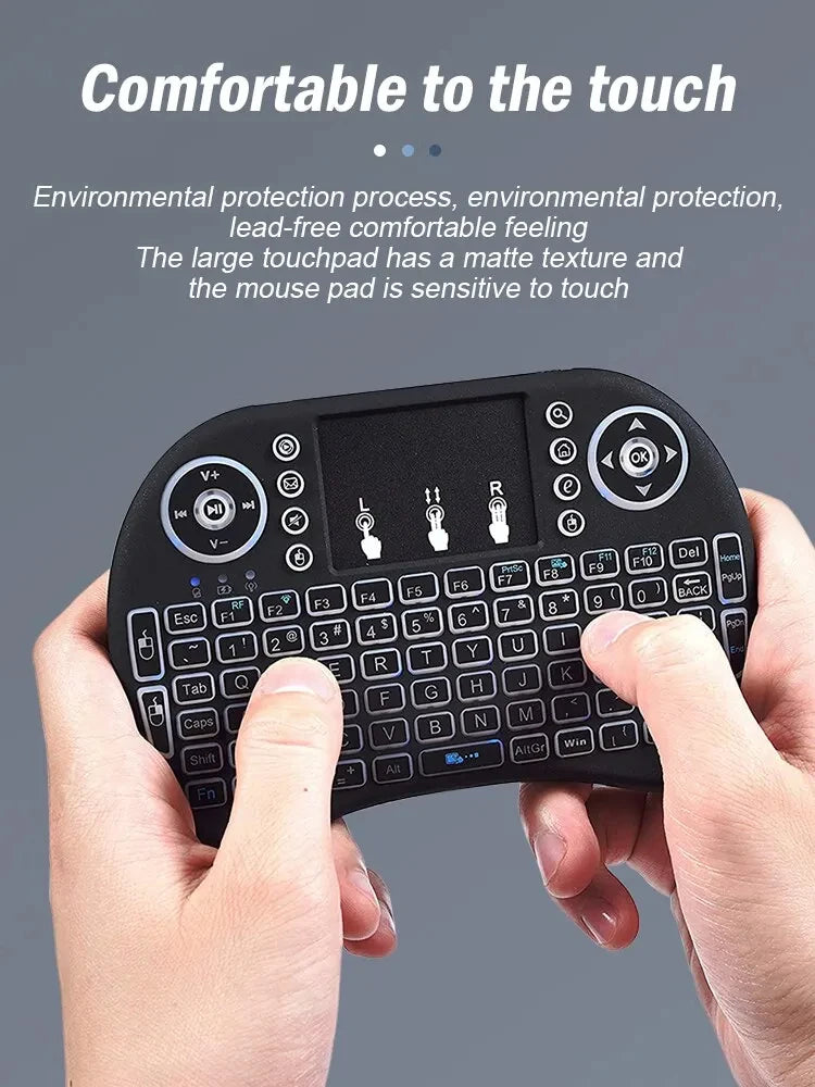 I8 Mini Wireless Keyboard 7 Color Backlit Russian French Spanish Portuguese Arabic 2.4G Air Mouse Remote for Android TV Box PC