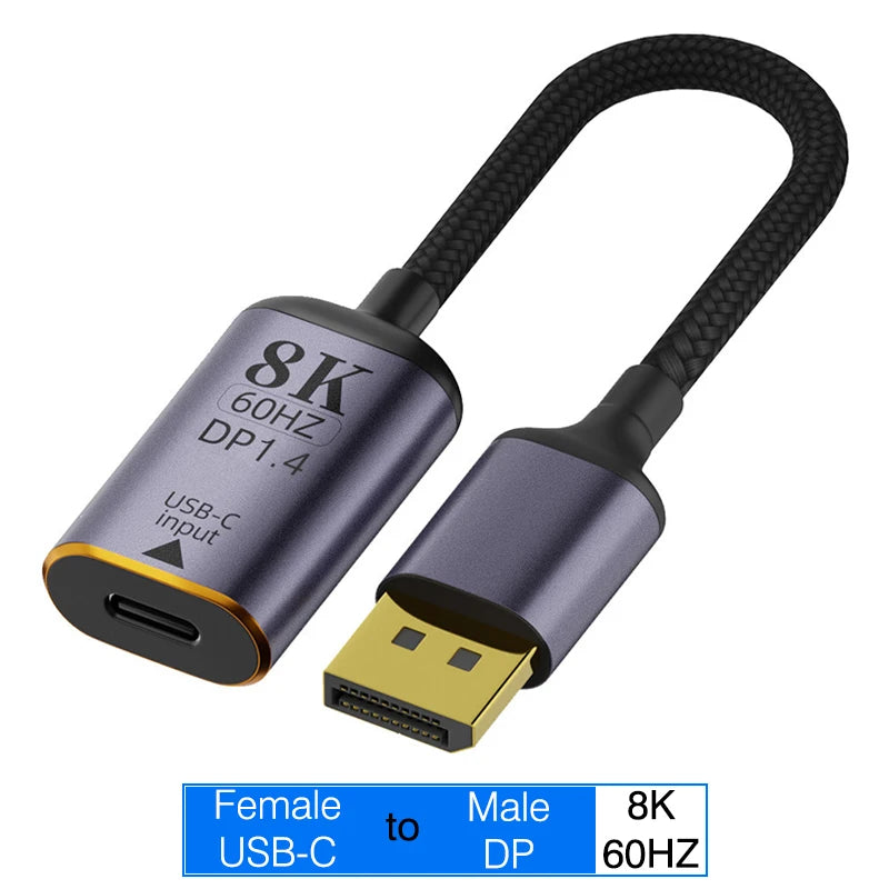 USB C To HDMI Adapter 4K 8K 60HZ Cable USB Type-C to DP miniDP 1.4 Converter VGA HDTV Displayport Adapter for MacBook M2 M3 Air