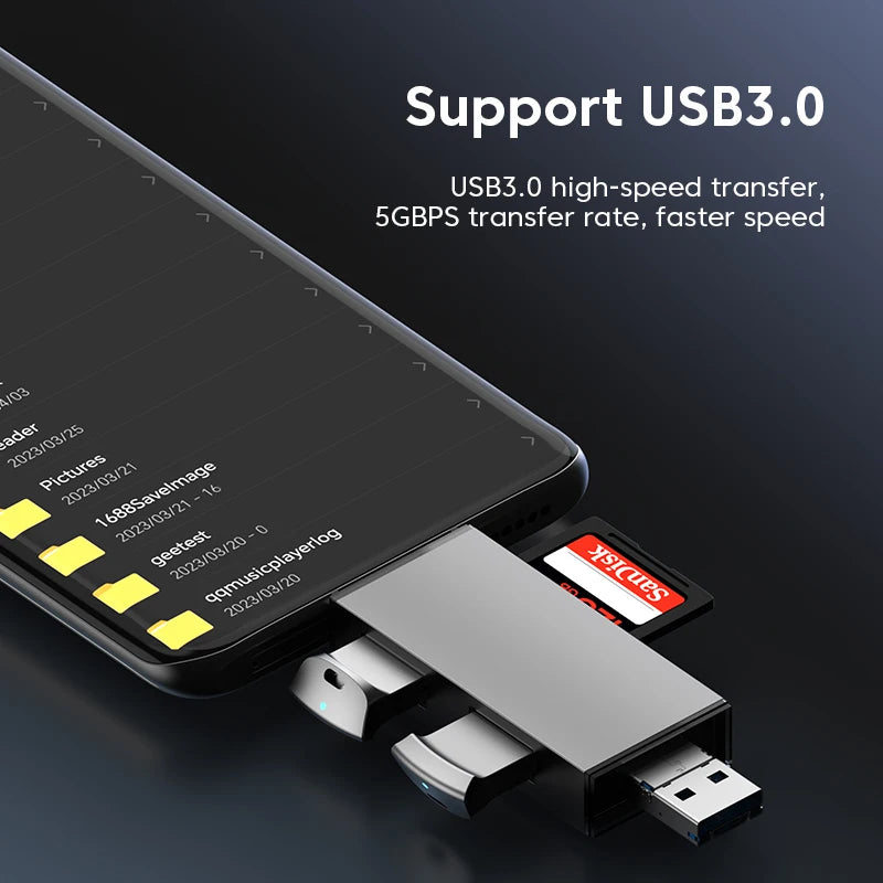 Elough 7 In 1 Multifunction Usb 3.0 Card Reader Micro SD TF Card Memory Reader USB Flash Drive Type C Card Adapter OTG