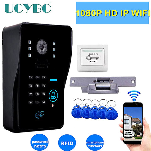 IP Wifi Video Doorbell Camera Intercom System 1080P HD Wireless IR RFID Electric Lock Home Security Audio Video Door Phone Kit