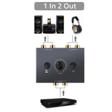 Audio Switcher Splitter Bi-Directional Audio Switcher with Mute Button 2X1 / 1X2 L / R RCA Stereo Audio Switch Audio Splitter