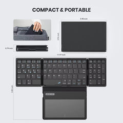 Foldable Bluetooth Keyboard Portable Full Size Folding Keyboard with Touchpad Wireless Travel Keyboard for Windows/Ios/Android