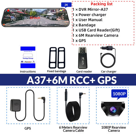 Dash Cam Touch GPS WIFI 24H Night Vision 10 Inch 2.5K+1080P Rearview Mirror Sony Rear Camera Car DVR Black Box 70Mai Dashcam