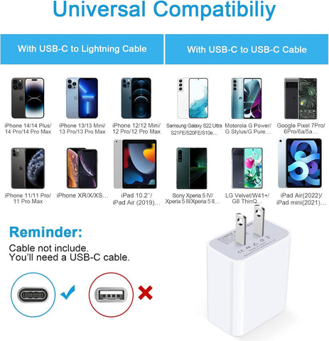 USB-C Charger for Iphone 16,20W Fast PD Charger Power Adapter,Usb C Plug Block Brick Box Compatible for Iphone 15 Pro Max/14/13/12,Airpods Pro,Macbook,Ipad Pro/Air/Mini,Samsung Galaxy S24 S23 A14 A15