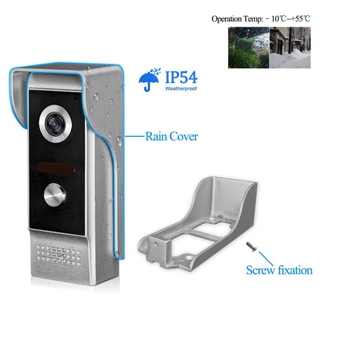 4.3 Inch Home Intercom Video Door Phone Video Intercom Doorbell Doorphone Waterproof 700TVL Camera Two-Way Audio IR Night Vision