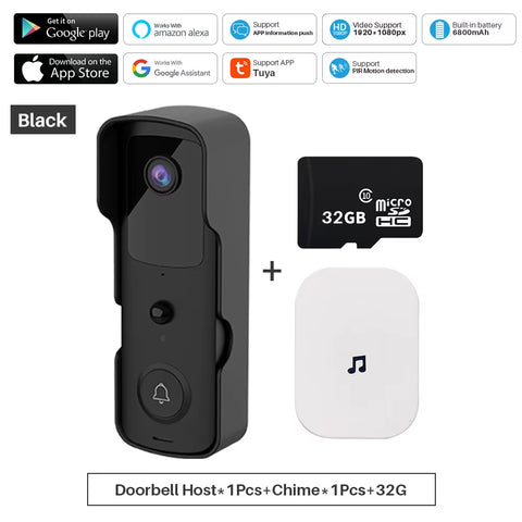 Tuya Smart Video Doorbell Wifi 1080P Video Intercom Door Bell IP Camera Two-Way Audio Works with Alexa Echo Show Google Home