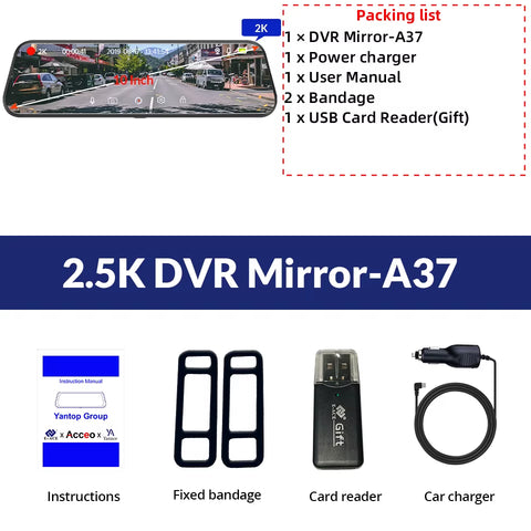 Dash Cam Touch GPS WIFI 24H Night Vision 10 Inch 2.5K+1080P Rearview Mirror Sony Rear Camera Car DVR Black Box 70Mai Dashcam