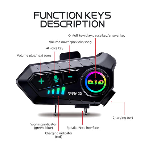 2-in-1 Bluetooth Motorcycle Helmet Intercom &amp; Earphone Set