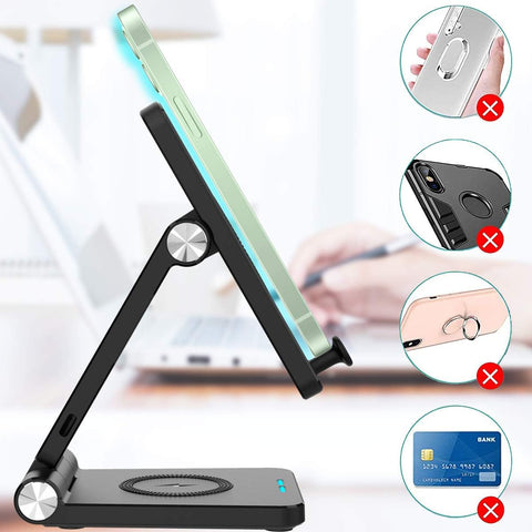 Wireless Charger, 4 in 1 Portable Foldable Wireless Charging Station, LED Desk Lamp for Iwatch,Airpods 3/2, Iphone 11/12 Series/Xs MAX/XR/XS/X/8/8 plus (QC Adapter Is Include).