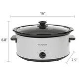 Magnifique 7 Quart Slow Cooker Oval Manual Pot Food Warmer with 3 Cooking Settings, White Stainless Steel