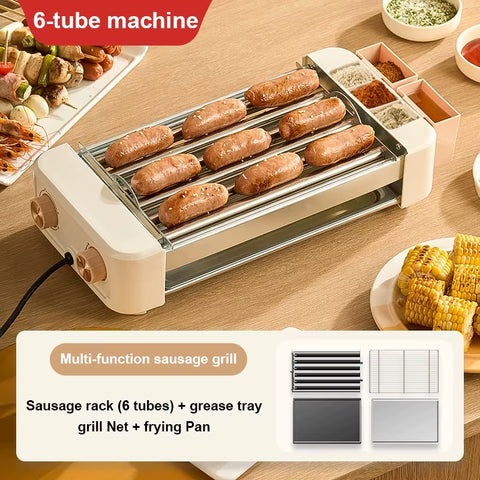 Multifunctional Sausage Roaster Hotdog Maker Automatic Rotating Barbecue Machine Thermostatic Fast Heating Corn Lamb Chop Grill