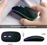 Wireless Bluetooth Mouse, LED Laptop Mouse with Dual Mode (Bluetooth + USB) 2.4Ghz, Portable Cordless Slient Computer Mice for Macbook/Windows/Chromebook - Balck