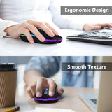 Wireless Bluetooth Mouse, LED Laptop Mouse with Dual Mode (Bluetooth + USB) 2.4Ghz, Portable Cordless Slient Computer Mice for Macbook/Windows/Chromebook - Balck