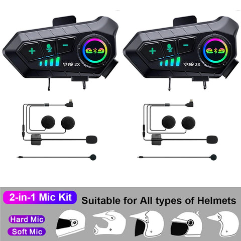 2-in-1 Bluetooth Motorcycle Helmet Intercom &amp; Earphone Set