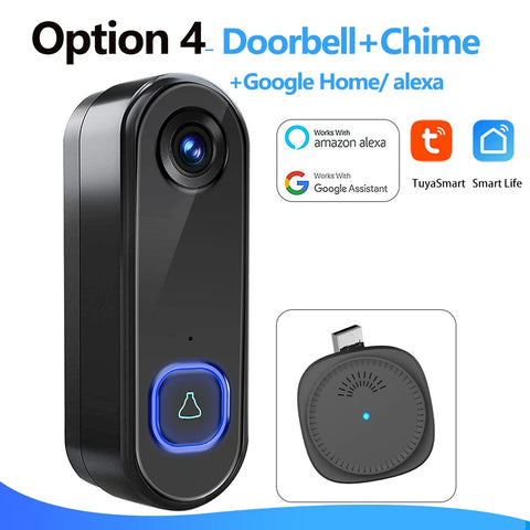 TUYA Video Doorbell Camera P2P Wifi Video Door Phone Intercom 1080P Two-Way Audio Smart Door Bell Google Home Alexa Doorbell