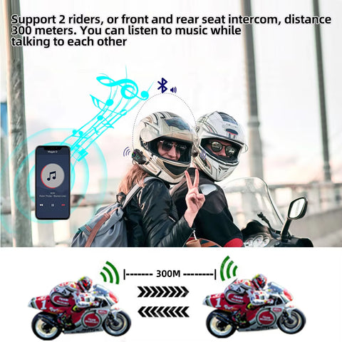 2-in-1 Bluetooth Motorcycle Helmet Intercom &amp; Earphone Set