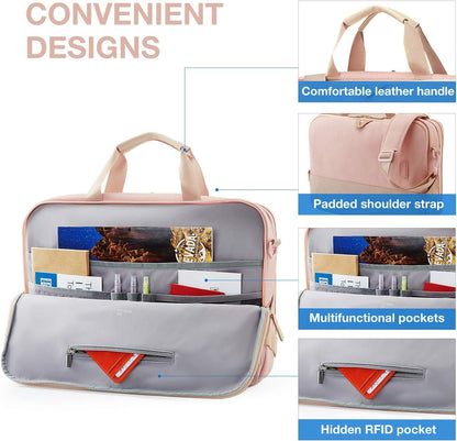 Laptop Bag for Women, 15.6 Inch Laptop Briefcase, RFID Blocking Laptop Case, Computer Bag Shoulder Messenger Bag