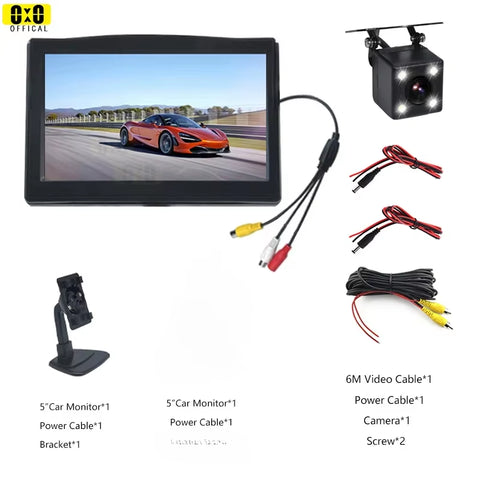 Car Monitor Reverse Camera 4.3-Inch Screen Car Rear View Camera Backup Camera 12IR Night Camera 12 LED Super Night Car Monitor