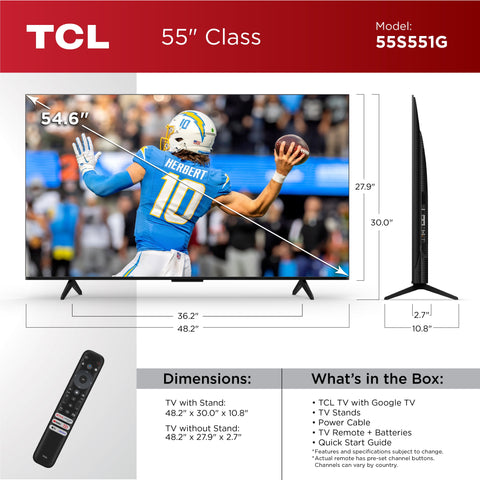 55” Class S5 (55S551G) 4K UHD HDR LED Smart TV with Google TV (NEW 2024)