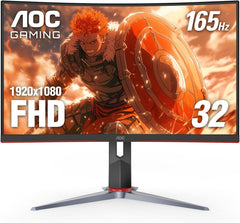 C32G2 32" Curved Frameless Gaming Monitor FHD, 1500R Curved VA, 1Ms, 165Hz, Freesync, Height Adjustable, 3-Year Zero Dead Pixel Policy, Black