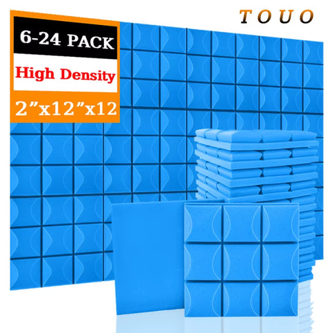 TOUO Acoustic Foam Panels 6-24 Pcs Soundproof Foam Wall Panels Studio Sound Proof Foam Soundproofing on the Wall KTV Room