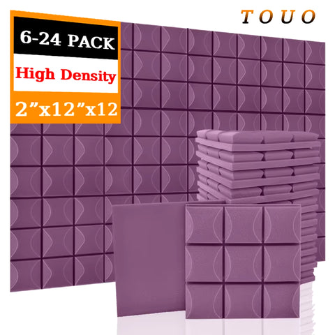 TOUO Acoustic Foam Panels 6-24 Pcs Soundproof Foam Wall Panels Studio Sound Proof Foam Soundproofing on the Wall KTV Room