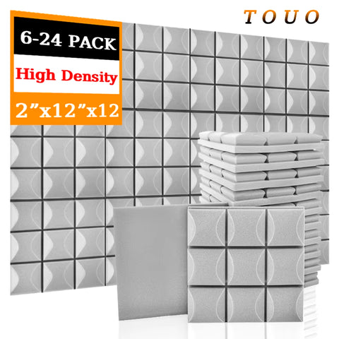 TOUO Acoustic Foam Panels 6-24 Pcs Soundproof Foam Wall Panels Studio Sound Proof Foam Soundproofing on the Wall KTV Room