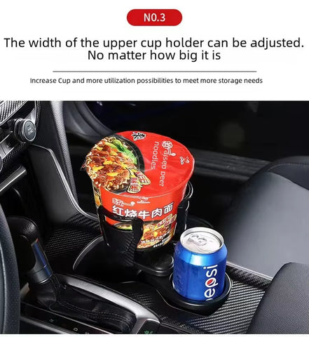 Multifunctional Car Cup Holder One to Two Double Layer Rotating Drinks Holder Vehicle Mounted Storage Rack