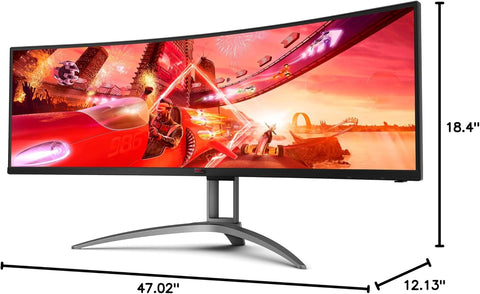 AGON Curved Gaming Monitor 49" (AG493UCX), Dual QHD 5120X1440 @ 120Hz, VA Panel, 1Ms Adaptive-Sync, 121% Srgb, Height Adjustable, 4-Yr Zero Dead Pixels Manufacturer Guarantee