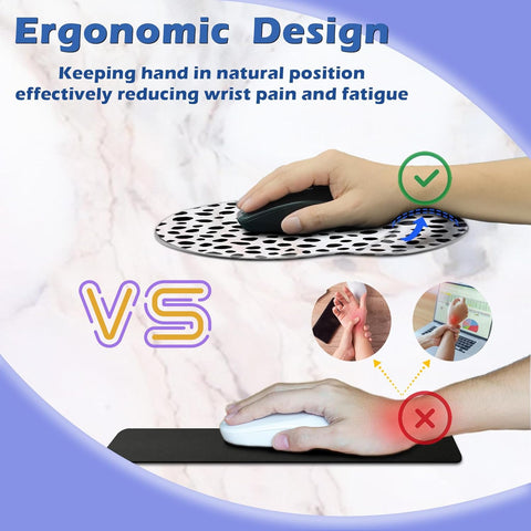 Non-Slip Ergonomic Mouse Pad with Gel Wrist Rest Support, Gaming Mouse Pad 8.7 X 7.5 Inches Pad for Computer, Laptop, Home, Office (Polka Dots-Wrist)