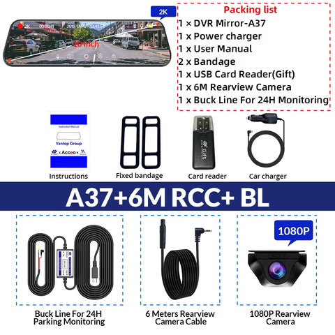 Dash Cam Touch GPS WIFI 24H Night Vision 10 Inch 2.5K+1080P Rearview Mirror Sony Rear Camera Car DVR Black Box 70Mai Dashcam