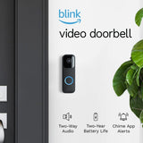 Blink Video Doorbell | Two-Way Audio, HD Video, Motion and Chime App Alerts and Alexa Enabled Wired or Wire-Free (Black)