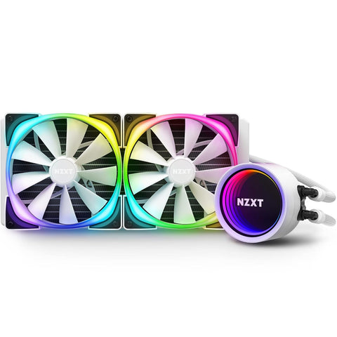 Kraken X63 RGB 280Mm - RL-KRX63-RW - AIO RGB CPU Liquid Cooler - Rotating Infinity Mirror Design - Powered by CAM V4 - RGB Connector - Aer RGB V2 140Mm Radiator Fans (2 Included) - White