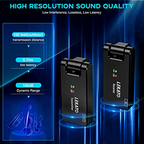 Wireless Guitar System Guitar Wireless Transmitter Receiver 2.4Ghz Rechargeable Wireless Audio System (WS-100)