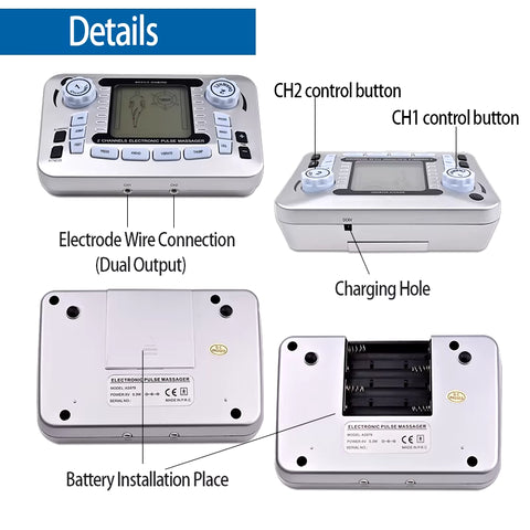 Electronic Pulse Massager Tens Ems Machine Massager Electrical Nerve Muscle Stimulator Acupuncture Fat Burner Pain Relief