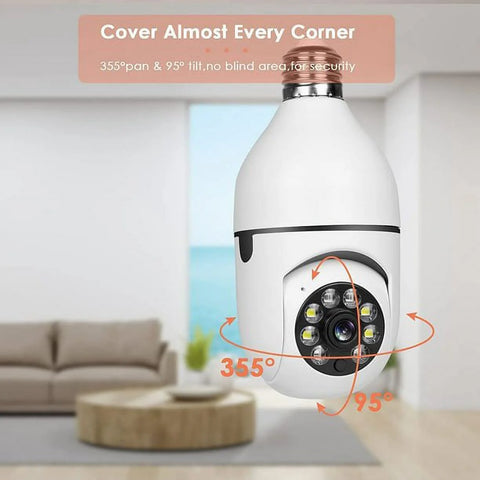 E27 Base Wireless Light Bulb Camera – 1080P HD, 360° View, Motion Detection, Two-Way Audio, Night Vision