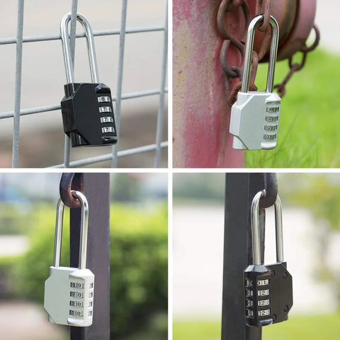 Rirool Pack of 2 Long Shackle Padlocks – Weatherproof & Durable 4-Digit Combination Lock for Secure Storage