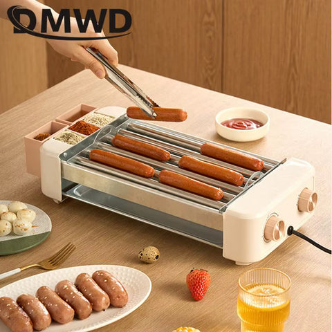 Multifunctional Sausage Roaster Hotdog Maker Automatic Rotating Barbecue Machine Thermostatic Fast Heating Corn Lamb Chop Grill