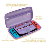 Cute Cat Paw Case Compatible with Nintendo Switch/Switch OLED - Portable Hardshell Slim Travel Carrying Case Fit Switch Console & Game Accessories - a Removable Wrist Strap (Pink Purple)