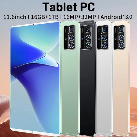 2025 5G Tablet Android 13.0 Brand New 11.6 inch 16GB RAM 1TB ROM Tablet 16MP 32MP 12000mAh 10Core WIFI Bluetooth Network Tablet