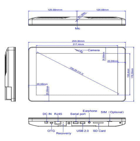 Android PoE industry tablet wall mounted 10 inch, WIfi, RJ45, Bluetooth, VESA, customized bracket-best tablet for industrial use