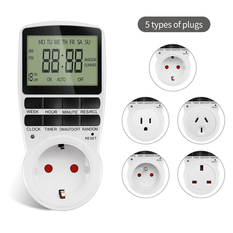 Electronic Digital Timer Switch EU FR BR Plug Kitchen Timers 230V 7 Day12/24 Hour Programmable Control Timing Socket Outlet