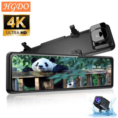 4K Super HD Car DVR Huawei Hisilicon CPU Car Camera Dash Cam Video Recorder RearView Mirror Registrar with 1080P Rear Camera