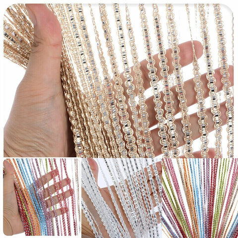 1m*2m Beaded Curtain Door Tassel String Curtain Partition Curtain Silver Tassel Silver Door Curtain Line Curtain Home Decoration