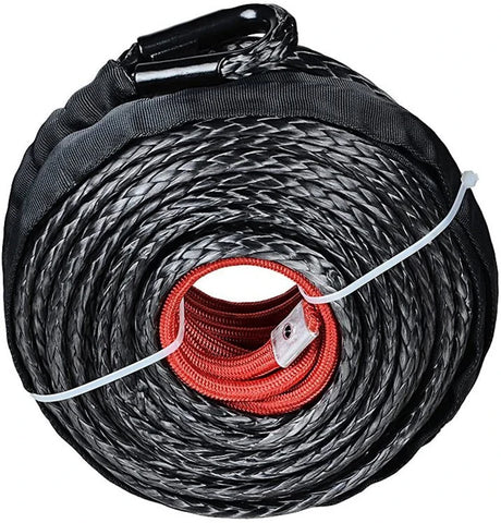 Winch Rope String Line Cable with Sheath Gray Synthetic Towing Rope 29m12000LBs Car Wash Maintenance String for ATV UTV Off-Road