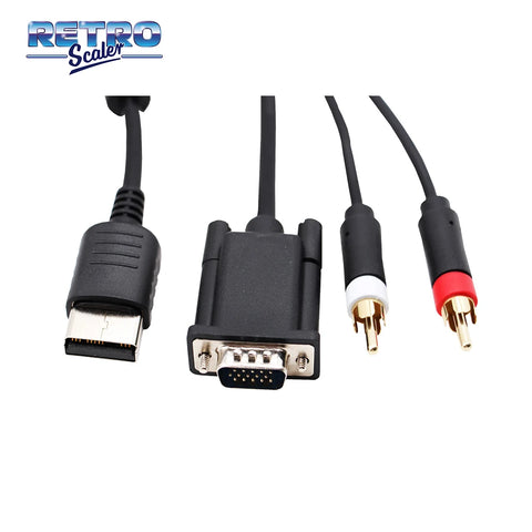 RetroScaler VGA Cable for Dreamcast console High Definition + 3.5mm to 2-Male RCA Adapter